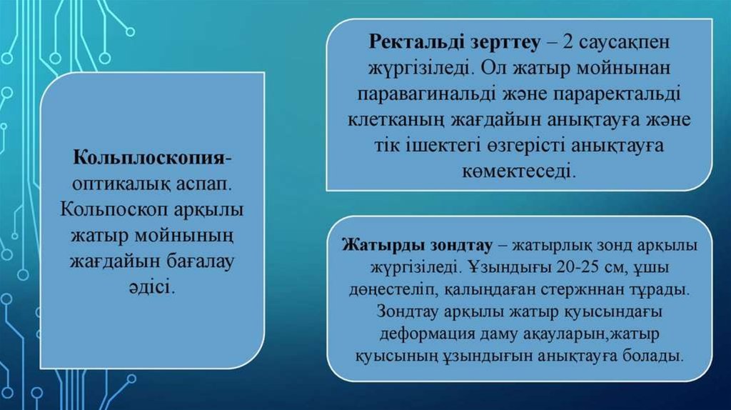 Гинекологиялық науқастарды тексеру әдістері презентация