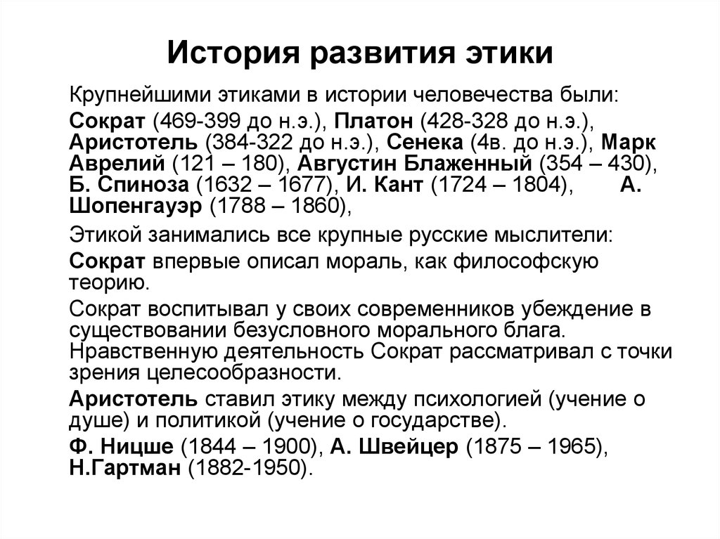 История этики презентация