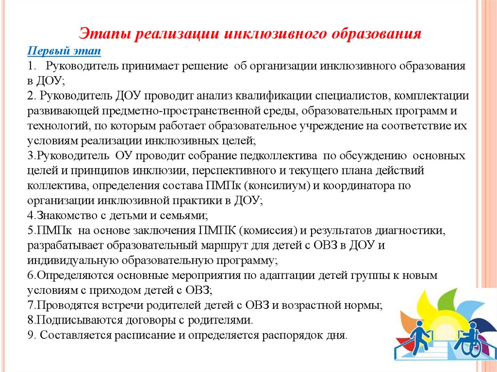 Анализ работы с детьми овз. Этапы инклюзивного образования. Этапы реализации инклюзивного образования. Этапы становления инклюзивного образования. Этапы реализации инклюзии в образовании.