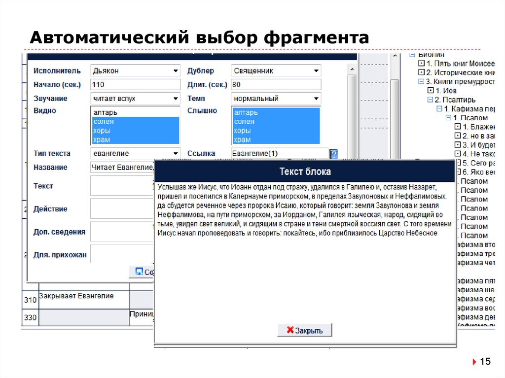 Выберите фрагмент. Выбранный фрагмент. Методы автовыбора. Мотивы отбора фрагмента действительности. Автоматический выбор не находит оператора.