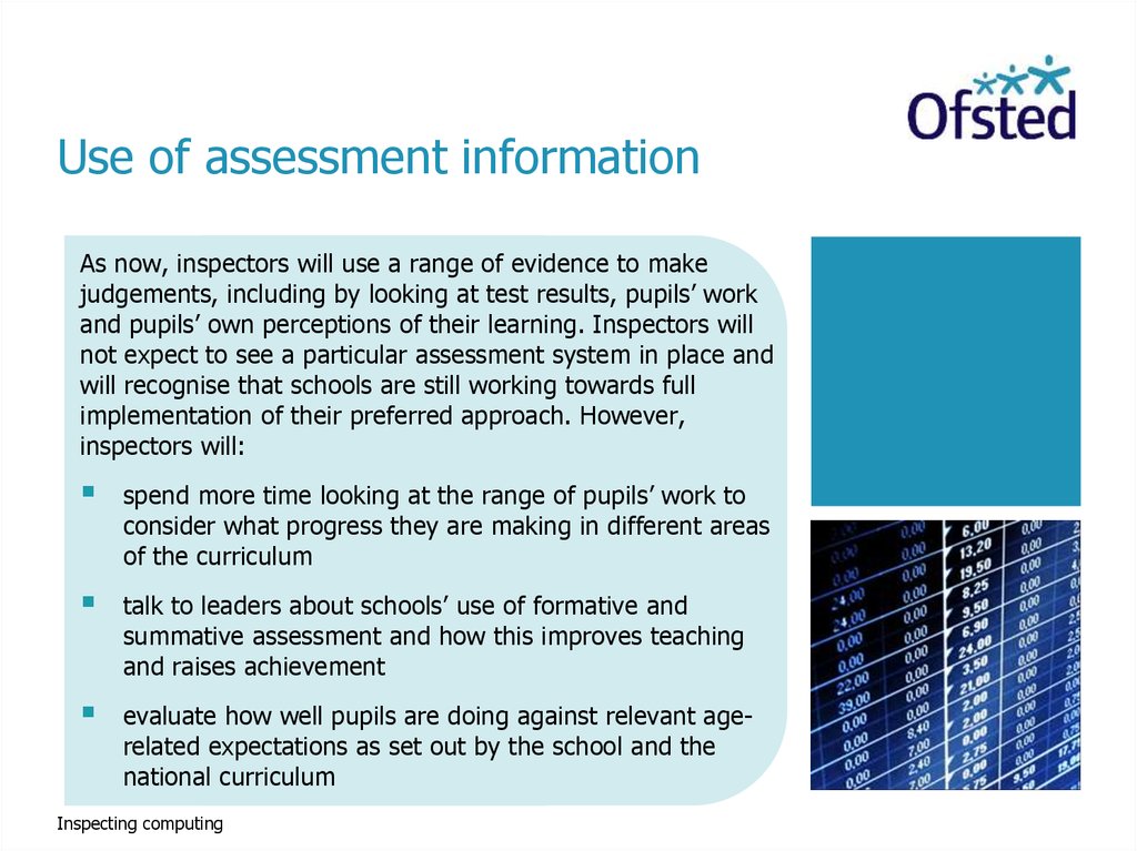 Use of assessment information