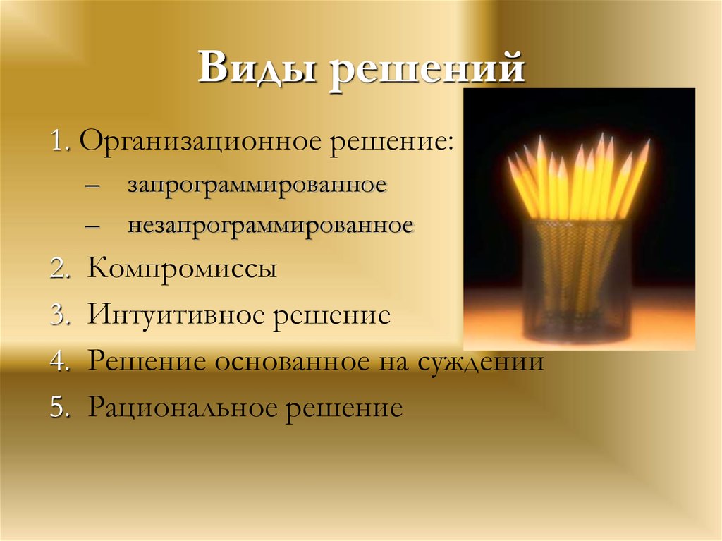 Виды решений