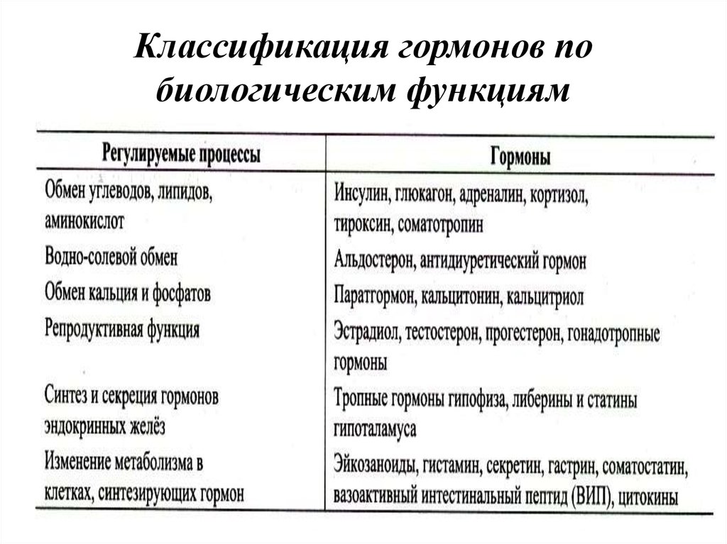 Общие функции гормонов