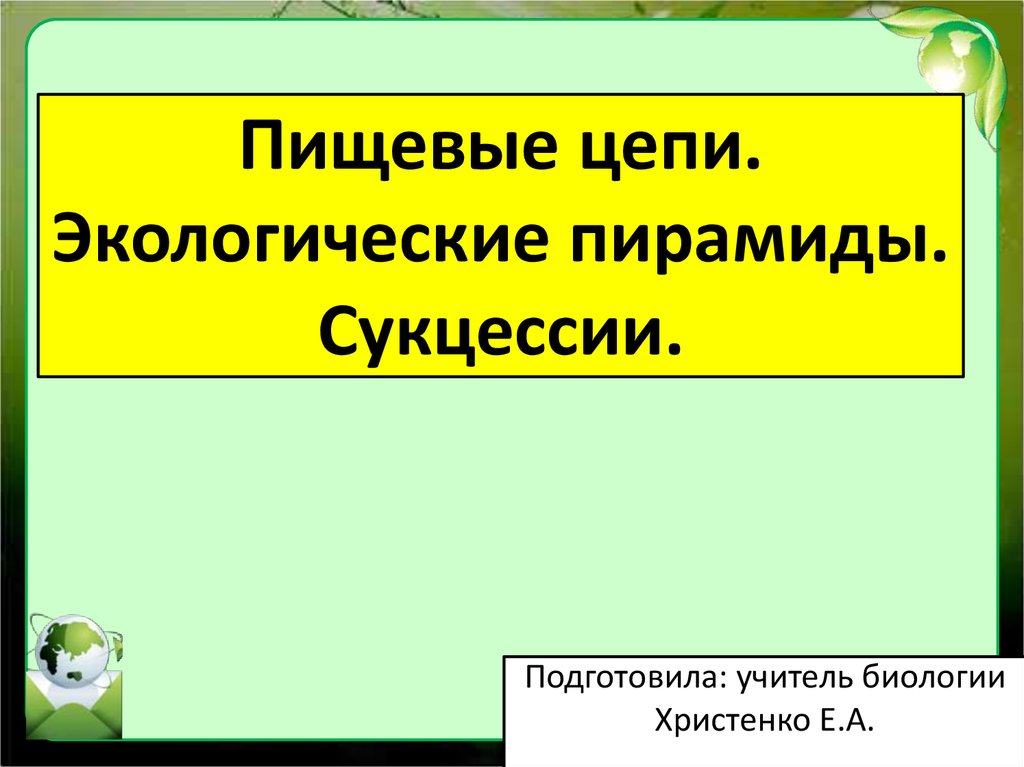 Экологическое сообщество презентация