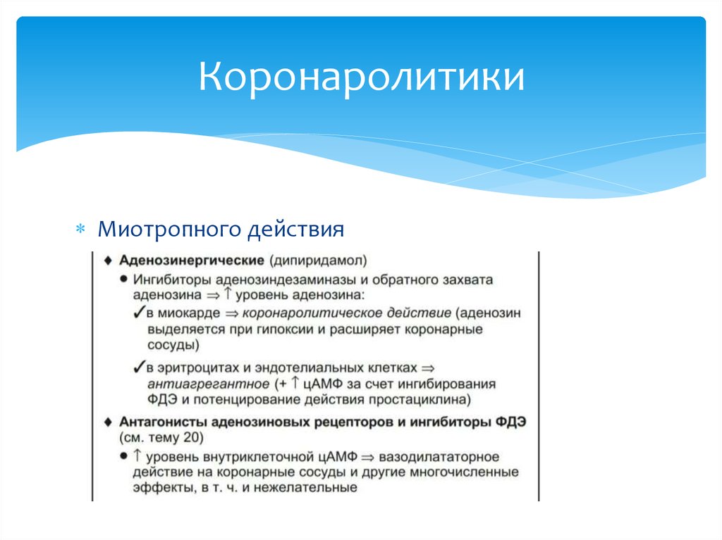 Обладать действующий. Коронаролитики. Механизм действия коронаролитиков. Миотропные коронаролитики. Коронаролитики список препаратов.