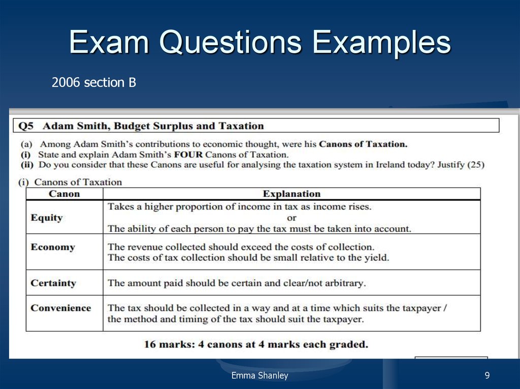 Exam Questions Examples.
