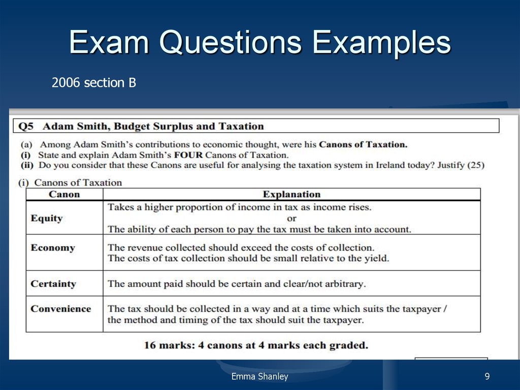 Types of exams