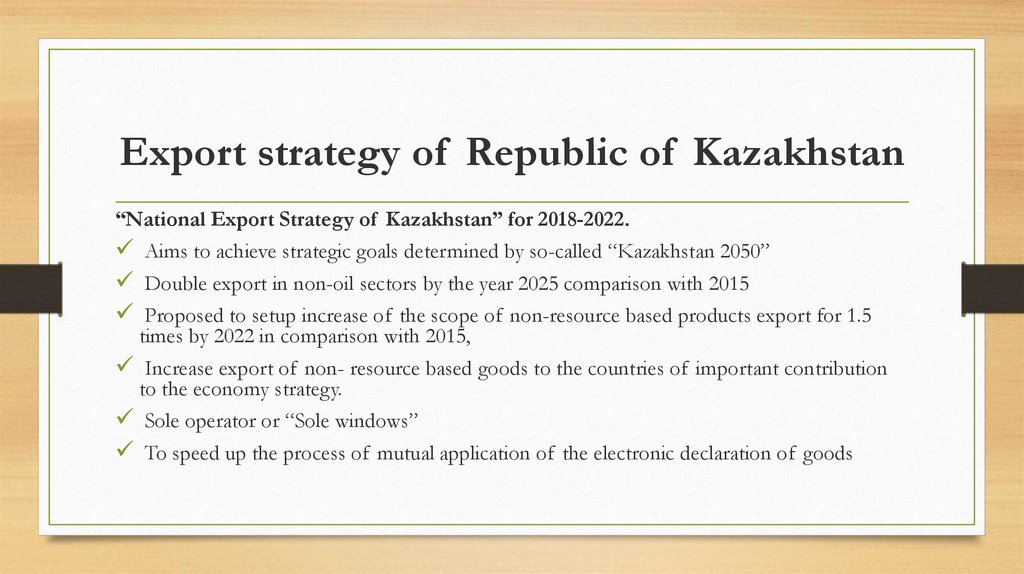 Export strategy of Republic of Kazakhstan