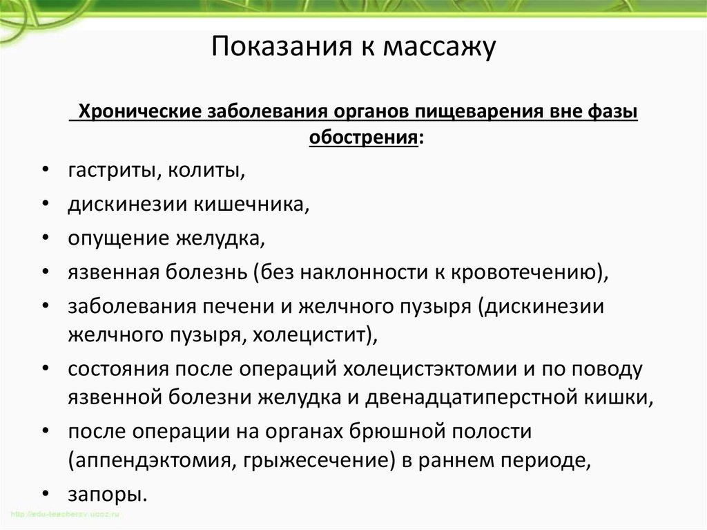 Показания к массажу картинки