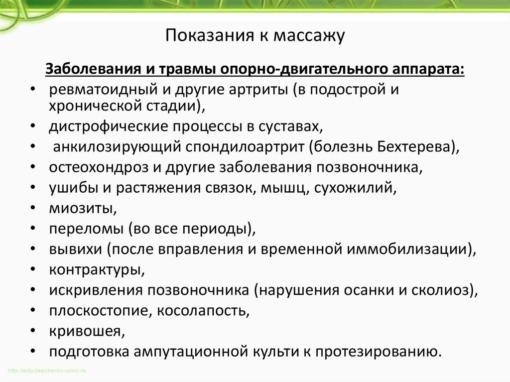 Показания к массажу картинки