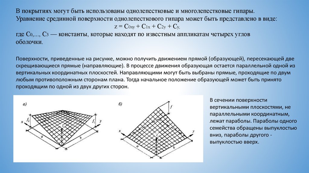 Прямолинейная плоскость. Оболочка отрицательной гауссовой кривизны. Покрытия с оболочками отрицательной гауссовой кривизны. Отрицательная гауссова кривизна поверхности. Поверхности нулевой гауссовой кривизны.