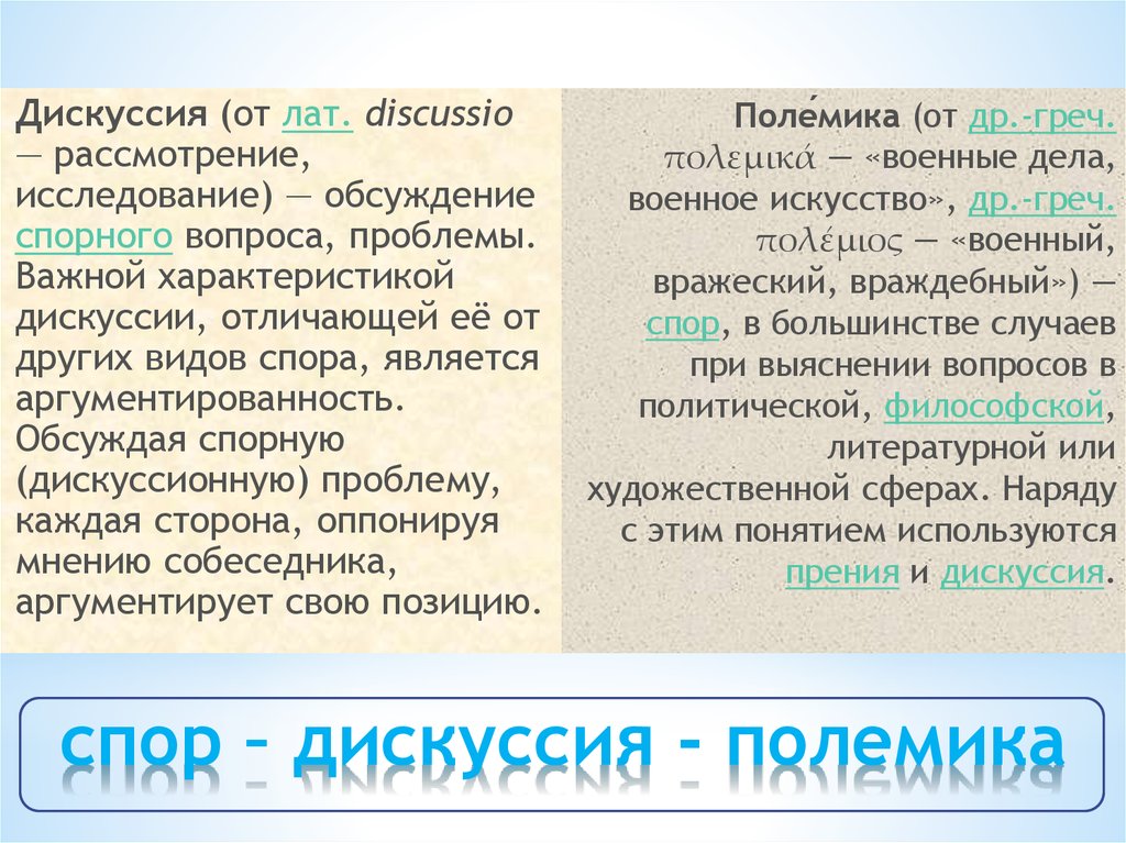 Полемика прения дискуссия