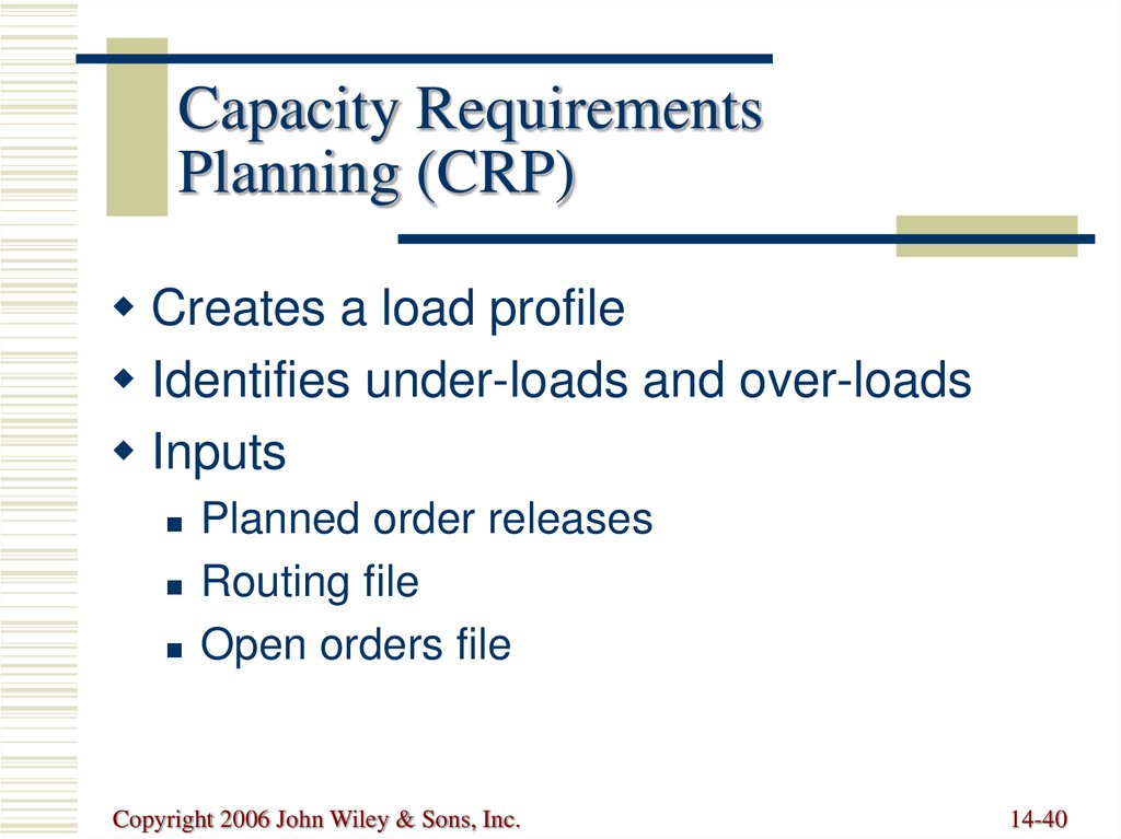 Capacity Requirements Planning (CRP)