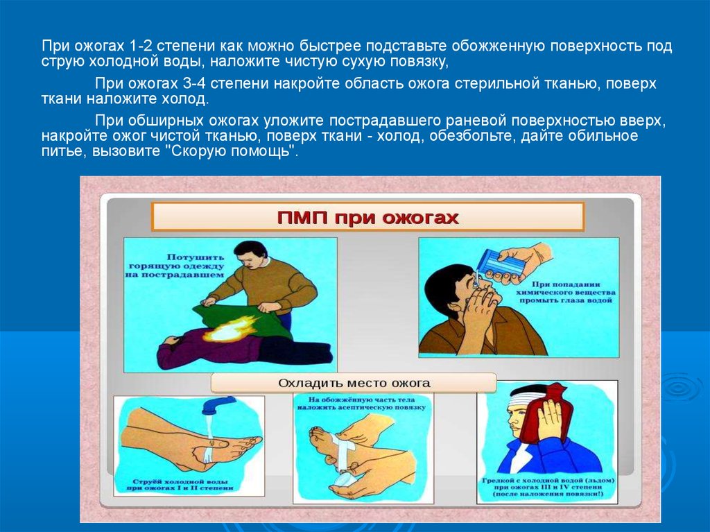 Первая помощь при ожогах 6 класс обж