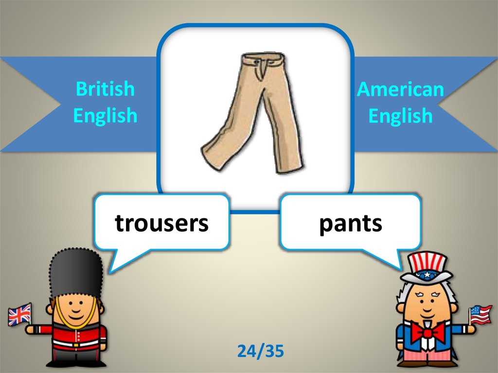 Speak Good English Movement - In the UK, you need to wear both pants and  trousers! There are different varieties of English, notably British English  and American English. These varieties of English