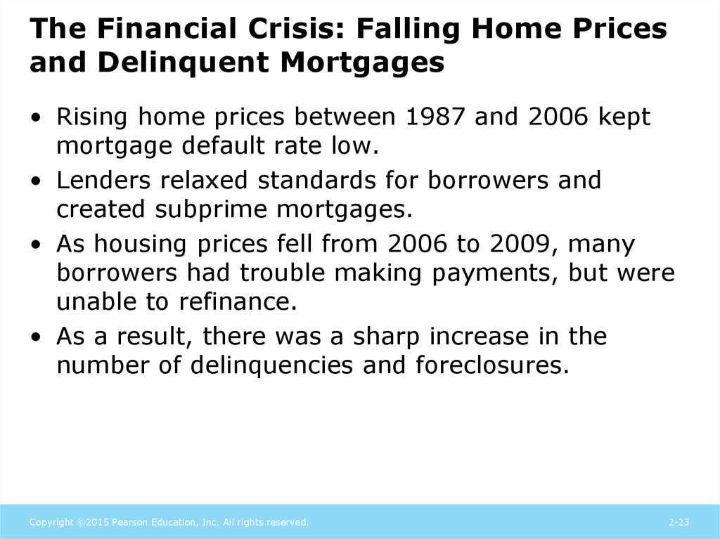 The Financial Crisis: Falling Home Prices and Delinquent Mortgages