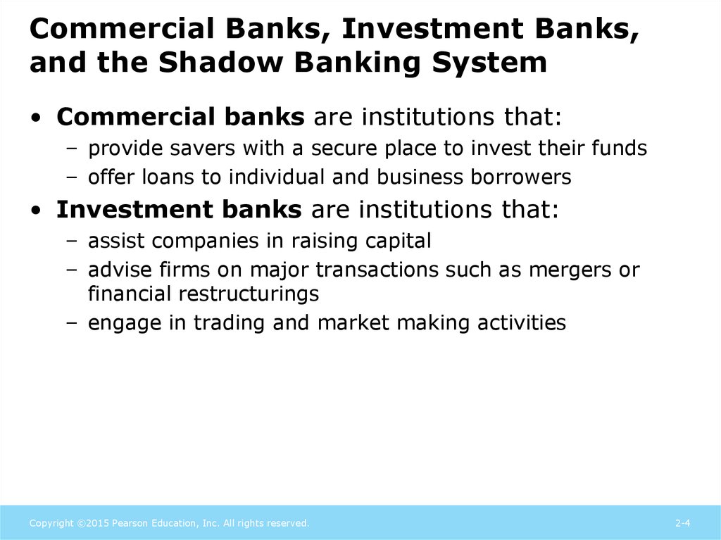 Commercial Banks, Investment Banks, and the Shadow Banking System
