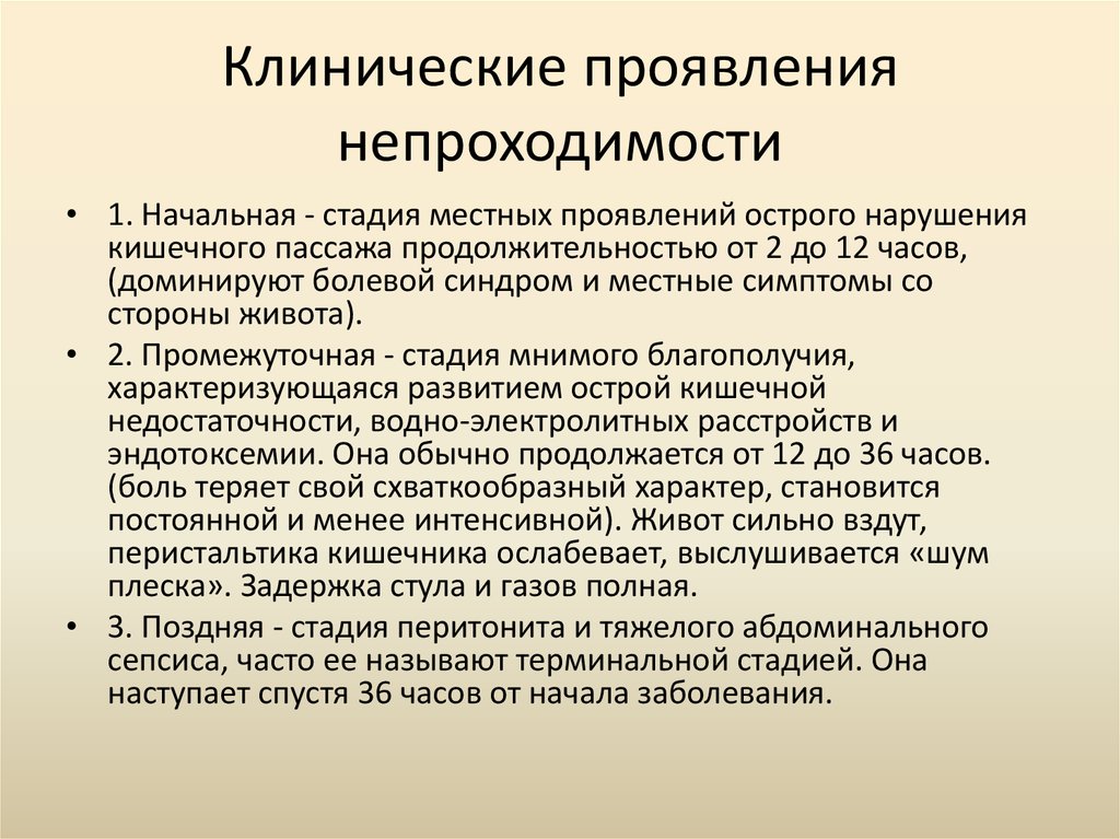 Клинические проявления непроходимости