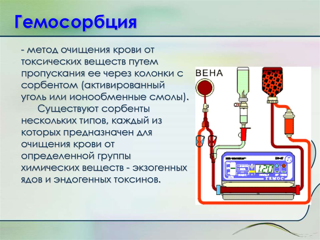 Проведение веществ. Гемосорбция. Аппарат гемосорбции. Гемосорбция и плазмаферез. Гемосорбция это метод.