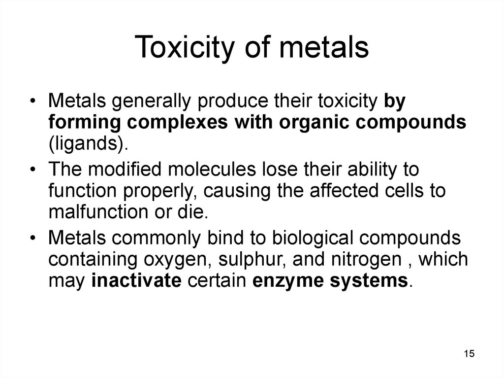 Toxicity of metals