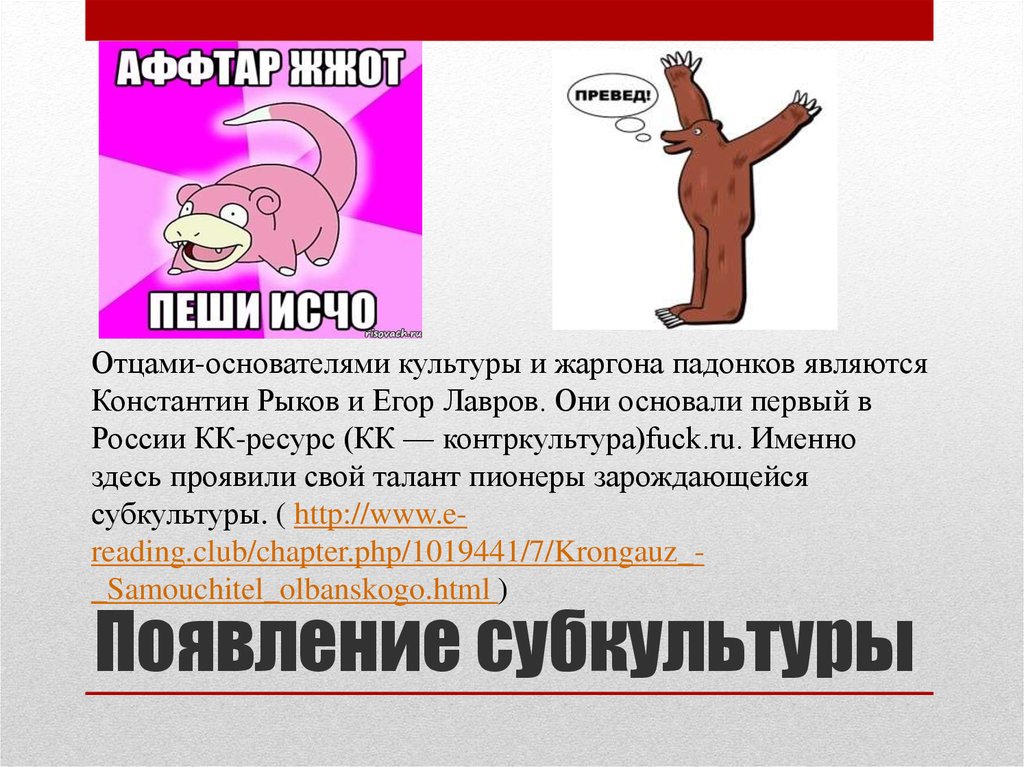 Появление субкультуры