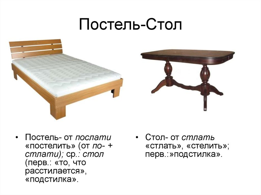 Измени слово стол. Стол и постель родственные. Постель и кровать разница. Столик в кровать. Слово стол.