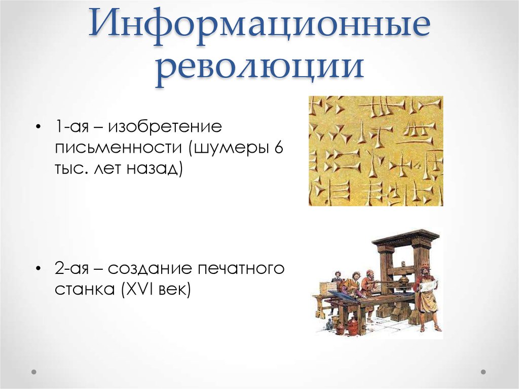 Первая информационная революция связана с изобретением