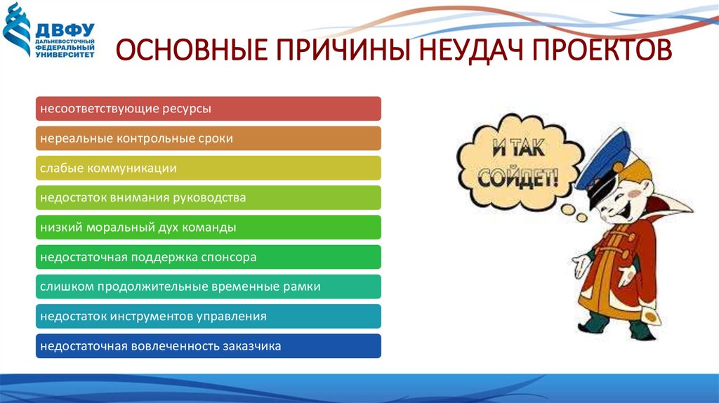 Основные причины провала проектов