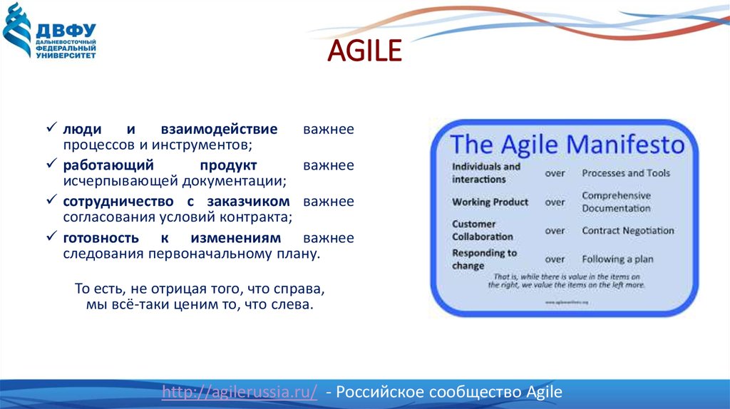 Agile манифест работающий продукт