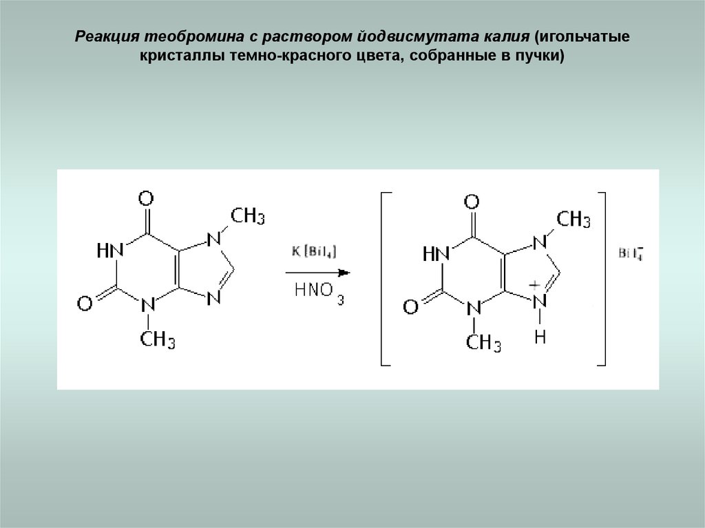 Реактив йода. Теобромин качественная реакция. Теобромин с реактивом Несслера. Теобромин мурексидная проба реакция. Теофиллин/теобромин подлинность.