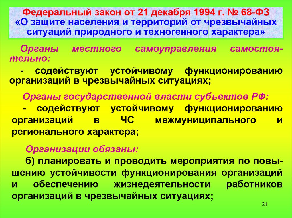 Субъект чрезвычайной ситуации. Федеральный закон от 21.12.1994 68-ФЗ. Федеральный закон о защите населения и территорий от ЧС. 21декабря 1994 г. № 68-ФЗ. ФЗ-68 О защите населения и территорий.