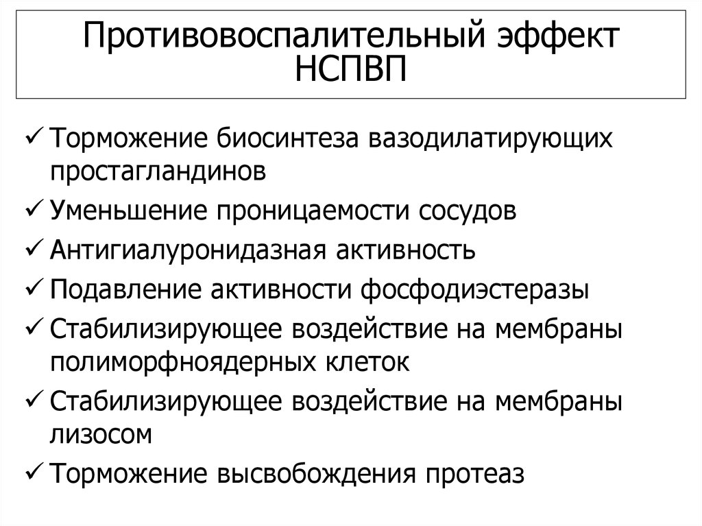 Противовоспалительный эффект НСПВП