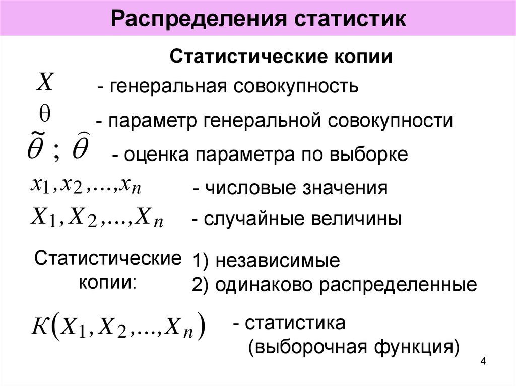 Выборка случайной величины. Распределения в статистике. Параметр распределения Генеральной совокупности. Генеральная и выборочная статистические совокупности. Отображение выборки на числовое множество.