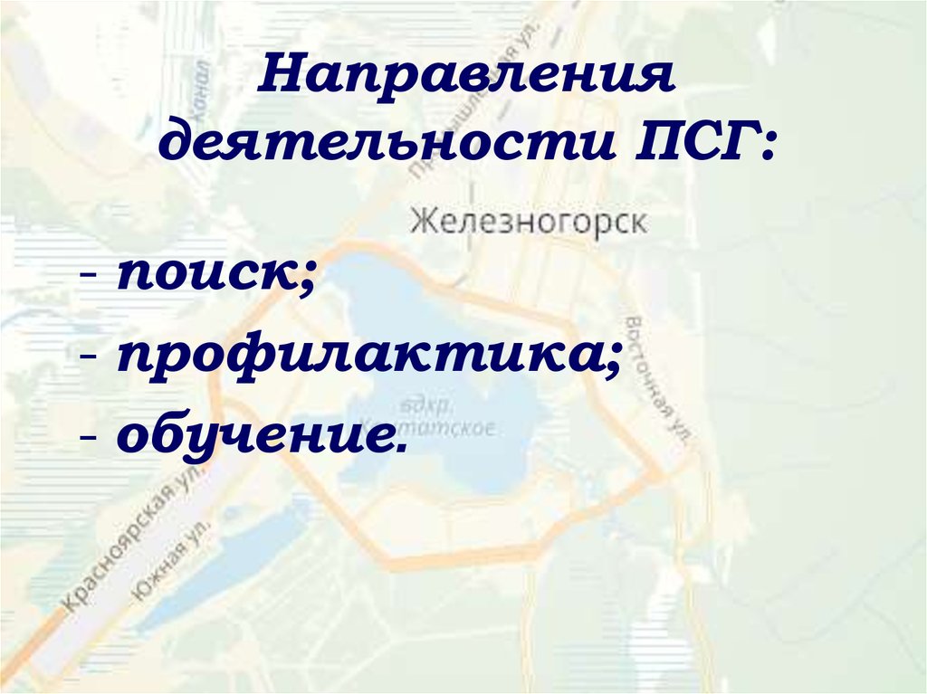 Направления деятельности ПСГ: