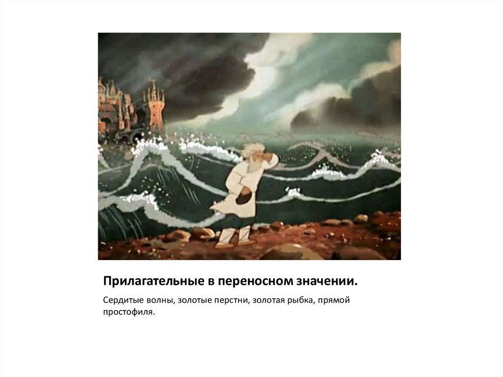 Прилагательные в переносном значении. Сердитые волны. Сердитые волны в сказке о рыбаке и рыбке. Сердитые волны в сказке о рыбаке. Сердитые волны в переносном значении.