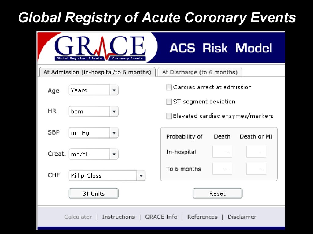 Калькулятор грейс. Grace (Global Registry of acute coronary events). Шкалы риска Grace (Global Registry of acute coronary events). Grace ACS risk model.