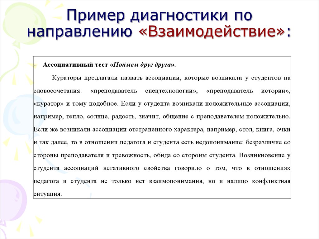 Примеры диагностики