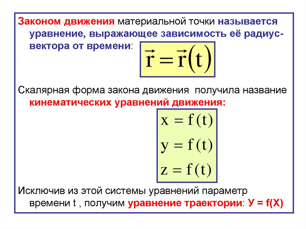 Скорость материальной точки уравнение движения