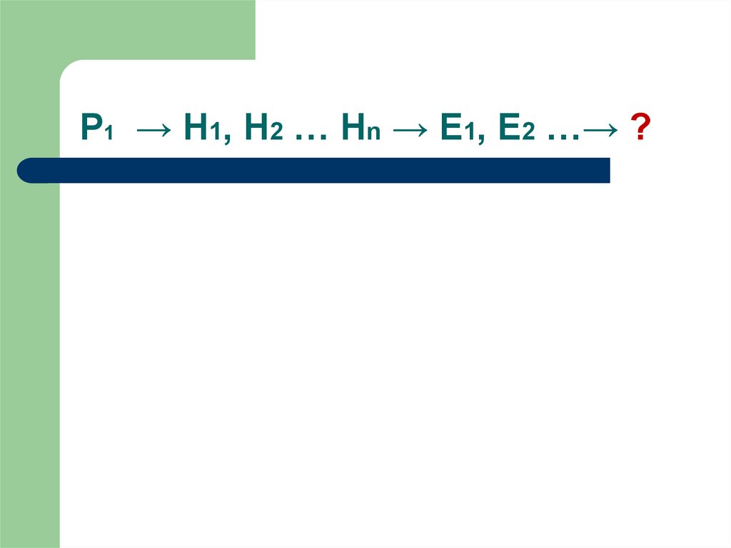 Р1  → Н1, Н2 … Нn → Е1, Е2 …→ ?