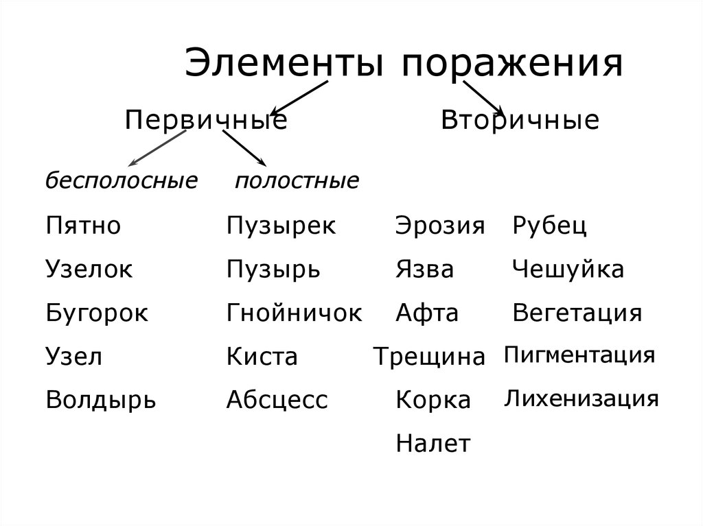 Первичные и вторичные поражения