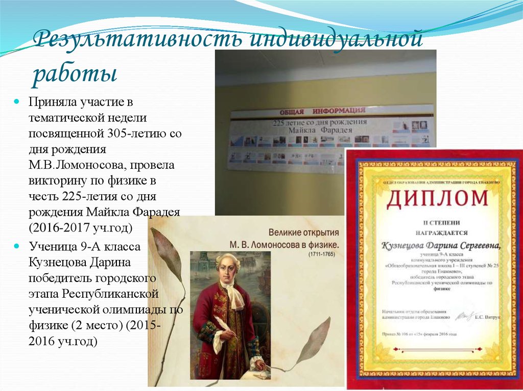 Результативность индивидуальной работы