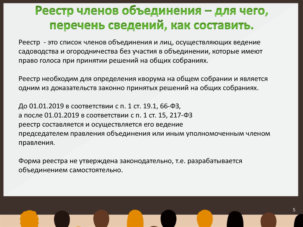 Реестр садоводов по 217 закону образец