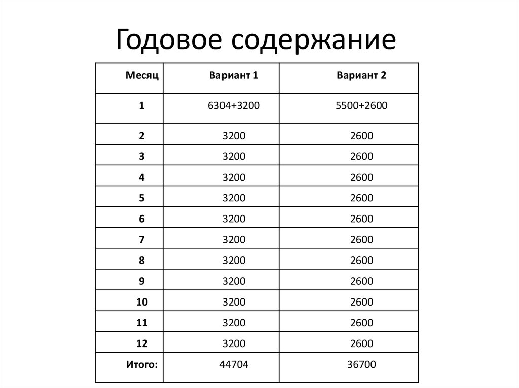 Содержание годового проекта