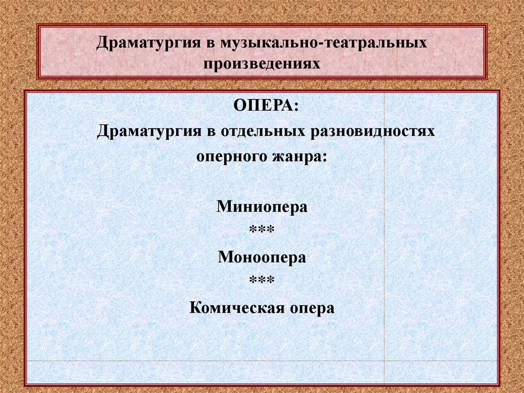 Развитие образов и персонажей в оперной драматургии презентация 7 класс