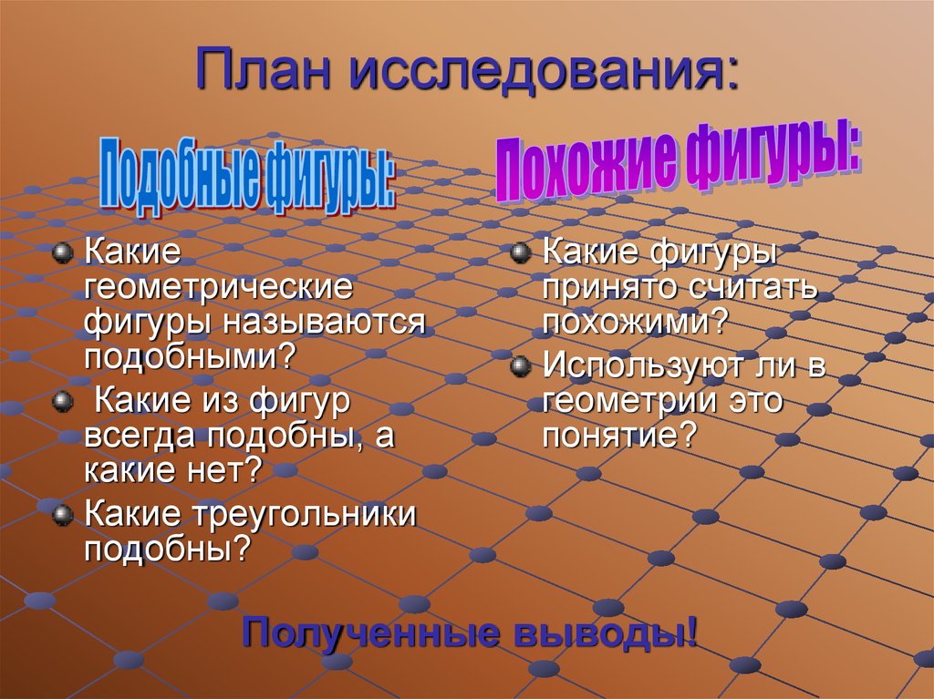 Подобный план. План изучения геометрической фигуры. Какие фигуры подобные. Подобие в геометрии. Схожесть фигур.