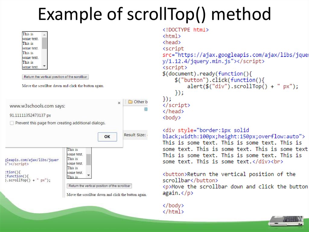 Example of scrollTop() method