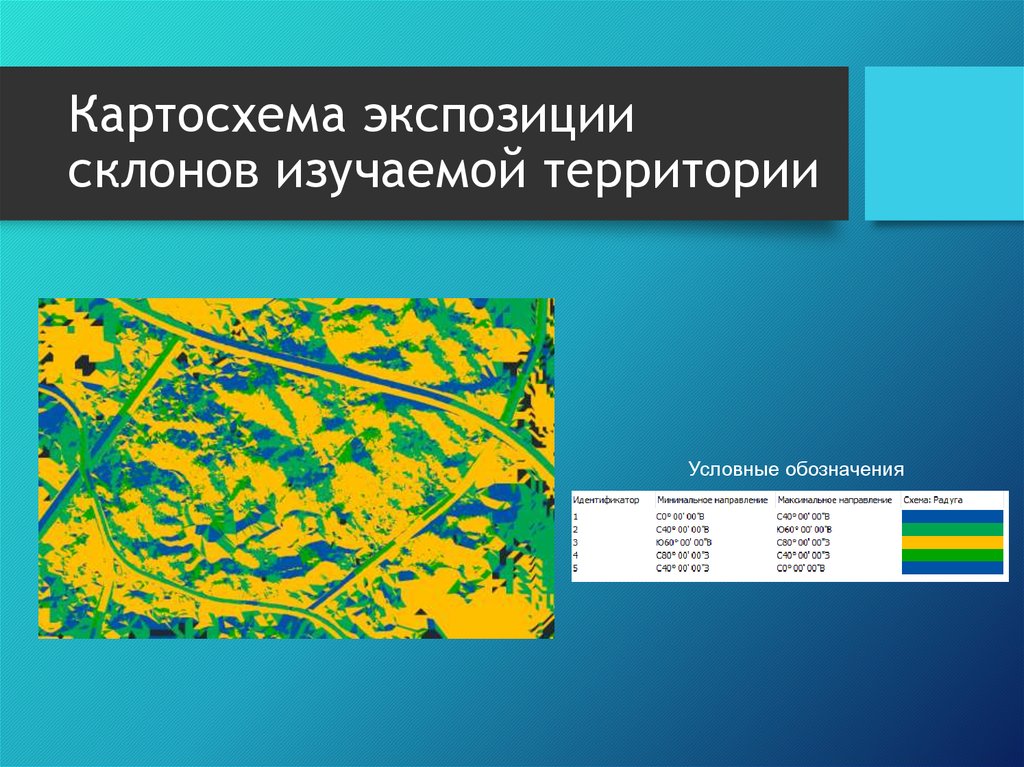 Картосхема. Виды картосхем. Картосхема экспозиции. Экспозиция склона. Карта экспозиции склонов.