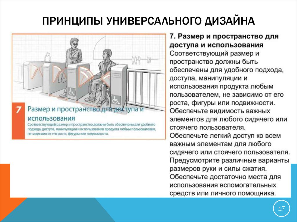 Какой принцип универсального дизайна. Принципы универсального дизайна для инвалидов. Универсальные принципы дизайна. Концепция универсального дизайна. Основные принципы универсального дизайна.