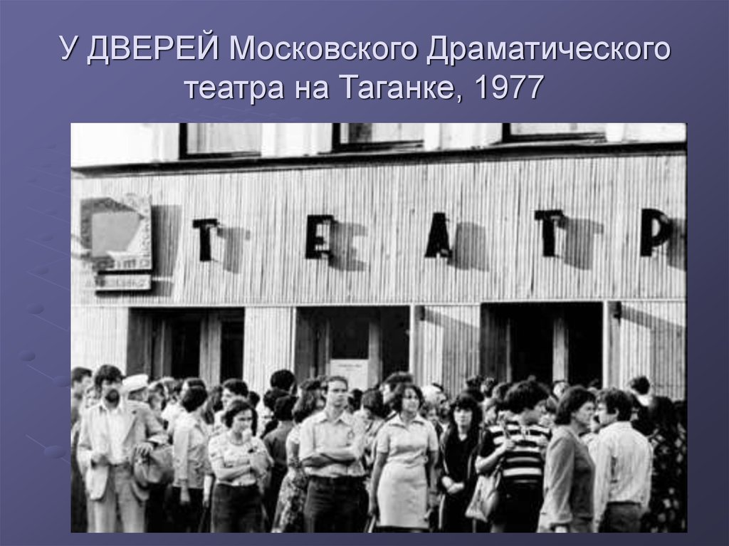 У ДВЕРЕЙ Московского Драматического театра на Таганке, 1977