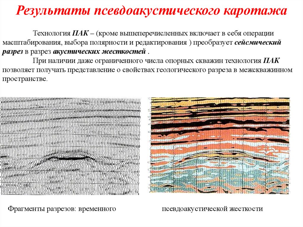 Результаты псевдоакустического каротажа